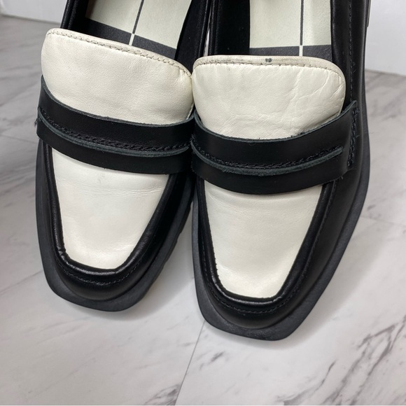 Dolce Vita Elias Black White Leather Square Toe Loafer 6 1/2 - Picture 11 of 16